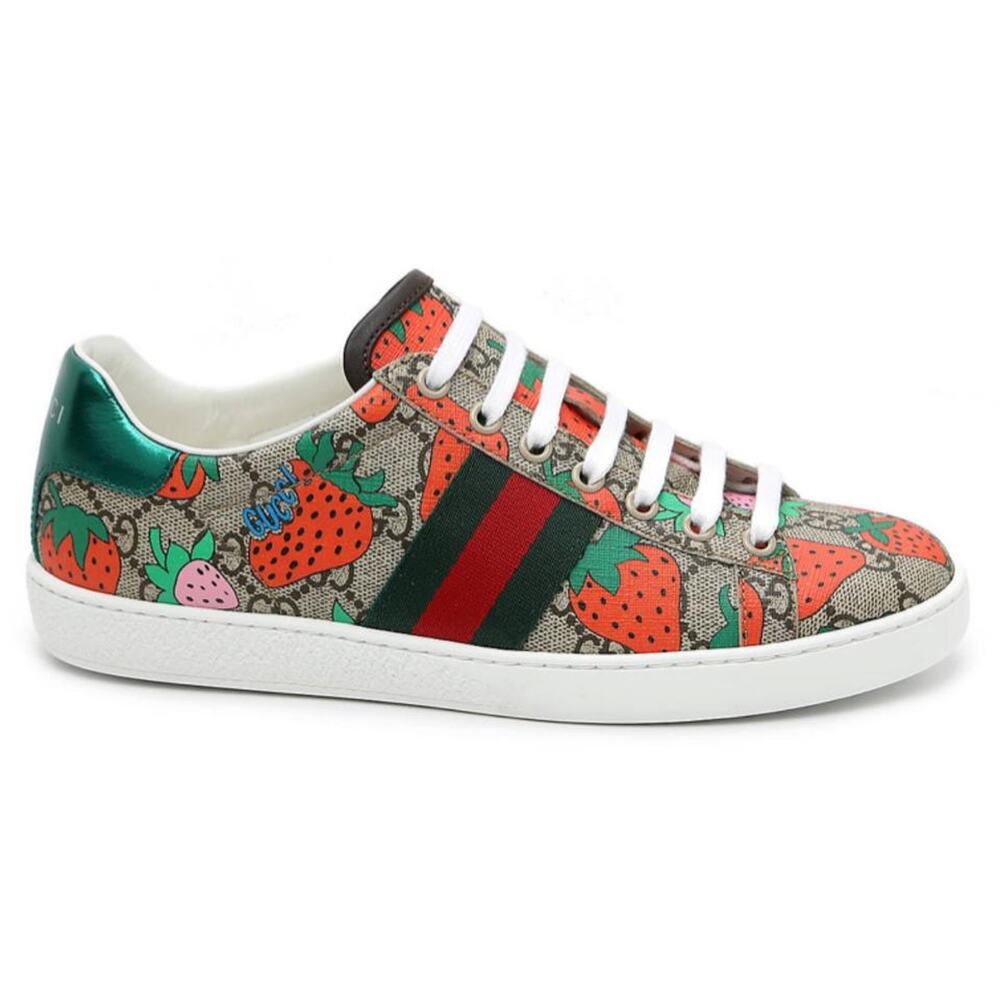 GUCCI Ace GG logo strawberry sneakers